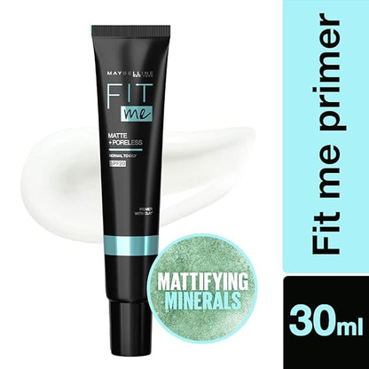 Maybelline New York Fit Me Matte + Poreless Primer, Oils Absorbing, Blurs Pores, Long-lasting upto 16 hrs, 30 ml