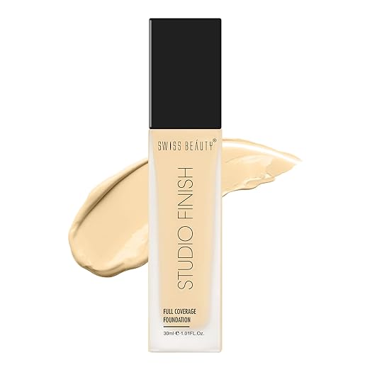 Swiss Beauty Studio Finish Full coverage Foundation, Face Makeup, Shade- Ivory Fair, 30ml