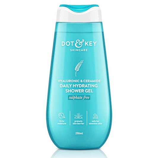 Dot & Key Hyaluronic & Ceramides Daily Hydrating Shower Gel | Sulphate Free & Non Drying | Body Wash For Sensitive, Dry & Normal Skin | 250ml