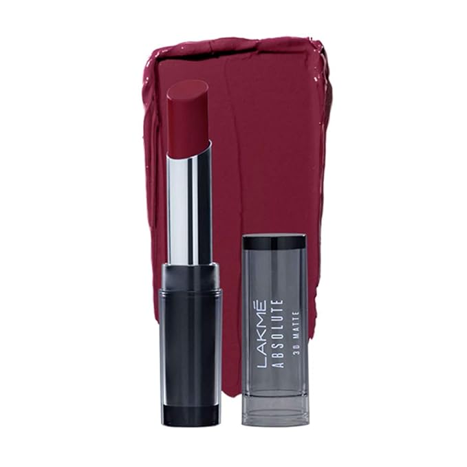 Lakme Absolute 3D Lipstick, Wine Whisper, 3.6 g