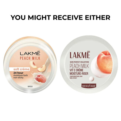 LAKMÉ Peach Milk Soft Crème Moisturizer for Face 100 g, Daily Lightweight Whipped Cream with Vitamin E for Soft, Glowing Skin - Non Oily 24h Moisture