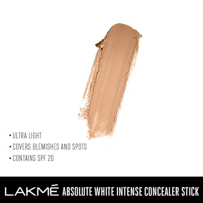 Lakme Absolute White Intense SPF 20 Concealer Stick, Fair 01, 3.6 g