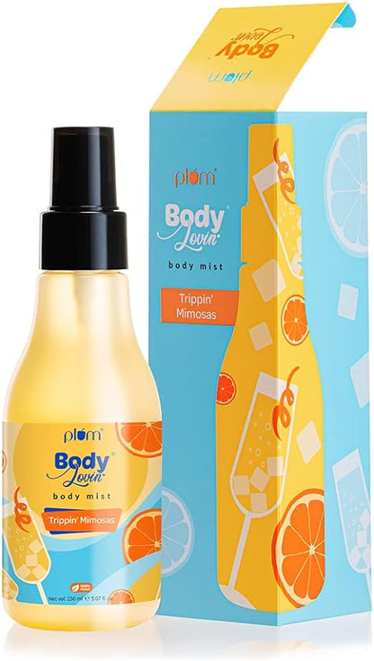 Plum BodyLovin' Trippin' Mimosas Body Mist | Long Lasting Citrus Fragrance For Women & Men With Grapefruit, Red Berries & Musk | High On Fun | Travel-Friendly Perfume Body Spray 150 ml