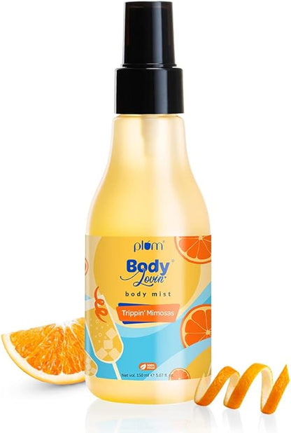 Plum BodyLovin' Trippin' Mimosas Body Mist | Long Lasting Citrus Fragrance For Women & Men With Grapefruit, Red Berries & Musk | High On Fun | Travel-Friendly Perfume Body Spray 150 ml