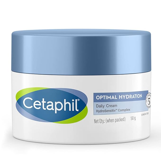 Cetaphil Optimal Hydration Daily Cream 50g | Lightweight & Fast Absorption | Hyaluronic Acid, Blue Daisy Extract, Niacinamide | Dermatologist Recommended for Sensitive Skin