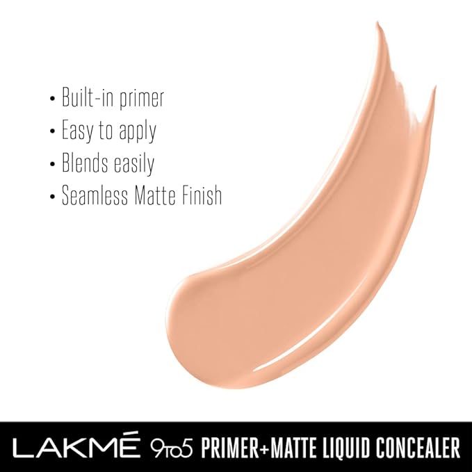 Lakme 9to5 Primer+Matte Liquid Concealer 10 Ivory, 5.4 ml