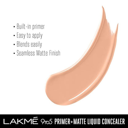 Lakme 9to5 Primer+Matte Liquid Concealer 10 Ivory, 5.4 ml