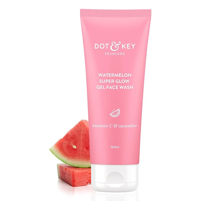 Dot & Key Watermelon Super Glow Gel Face Wash with Vitamin C & Cucumber | Face Wash for Glowing Skin | Oil Free Face Wash | Removes Excess Oil & Dirt | For Combination & Oily Skin | For Women & Men | 100ml