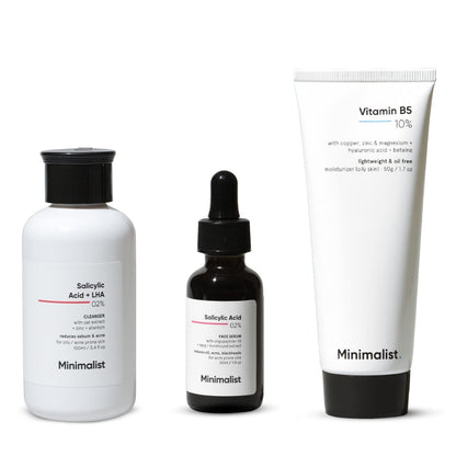 Minimalist Anti-Acne Kit, Skincare Routine Kit for Unisex, Face Wash, Moisturizer, and Serum Combo