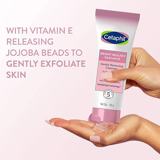 CETAPHIL Bright Healthy Radiance Gentle Renewing Cleanser | 100g | GentleBright Technology™ with Vitamin E-releasing Jojoba Beads | 3in1: Brightening, Gentle Exfoliation and Anti-Pollution | Fragrance Free