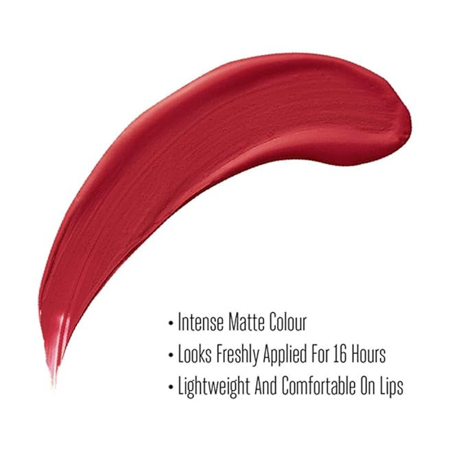 Lakme Forever Matte Liquid Lip Colour, Red Velvet, Long Lasting Liquid Lipstick, Lightweight & Comfortable - Smudge Proof, Non Transferable, 5.6 ml