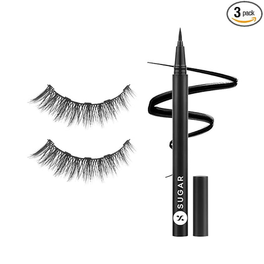 SUGAR Cosmetics Maximeyes Drama Magnetic Eyelashes & Eyeliner, Matte Finish - 02 Exceptional - Chic & Classy (Lengthening) - 3 ml