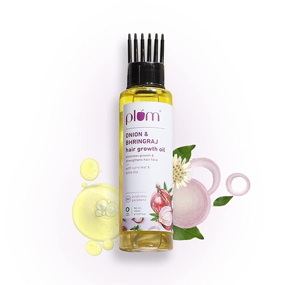 Plum Onion Hair Oil for Hair Fall and Regrowth with Bhringraj Oil, Curry Leaves and Amla Oil I Hair Growth Oil I For Women and Men | Paraben Free I 100ml