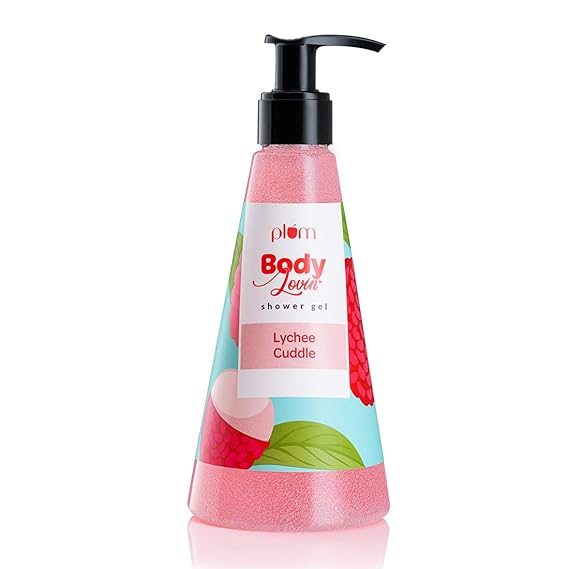 Plum Shower Gel, BodyLovin' Lychee Cuddle Shower Gel (Body Wash) | Super-Moisturising | Fruity | Olive-Oil Infused | 100% Vegan | Suitable for Winters