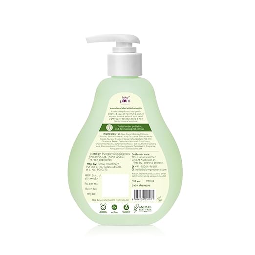 Baby Plum Avocado Baby Shampoo | Clinically Tested by Pediatricians | with Chamomile & Vitamin B5 | Tested Allergen Safe | 200 ml | 0-4 years