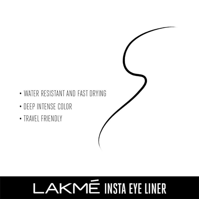 Lakme Insta Eye Liner, Black Semi_Matte Finish, Water Resistant, Long-Lasting, 9 Ml