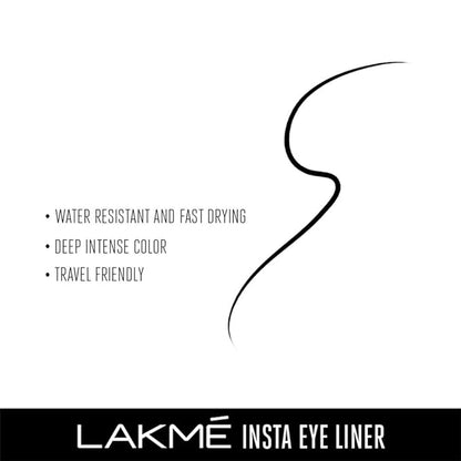 Lakme Insta Eye Liner, Black Semi_Matte Finish, Water Resistant, Long-Lasting, 9 Ml