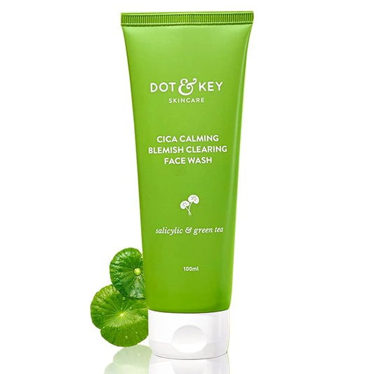 Dot & Key CICA Face Wash for Acne Prone Skin, 2% Salicylic Acid Face Wash with Green Tea | For Oily & Sensitive Skin | Sulphate Free Face Wash for Men & Women | Oil Control Face Wash with Zinc | 100ml