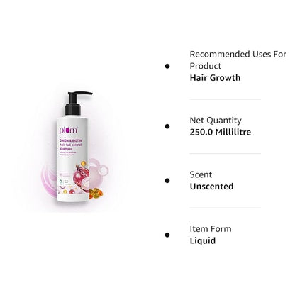 Plum Onion and Biotin Sulphate-free & Paraben-free Shampoo for Hairfall Control for All Hair Types | With Onion Extract, Biotin, D-Panthenol | Reduces Hair Breakage, Boosts Scalp Health