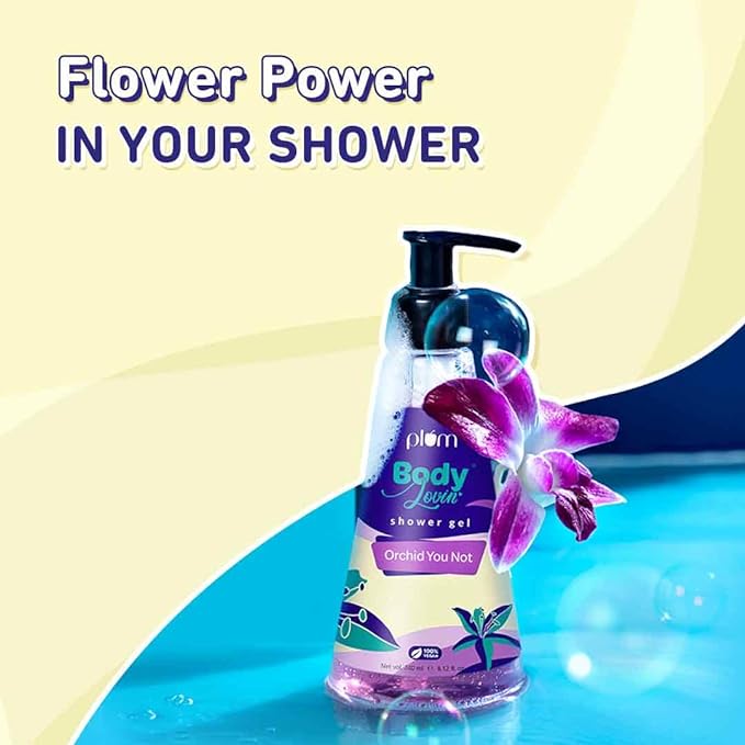 Plum BodyLovin’ Shower gel, Orchid-You-Not Shower Gel (Body Wash) | Super-Moisturising | Floral | Olive-Oil Infused | 100% Vegan | Suitable for Winters