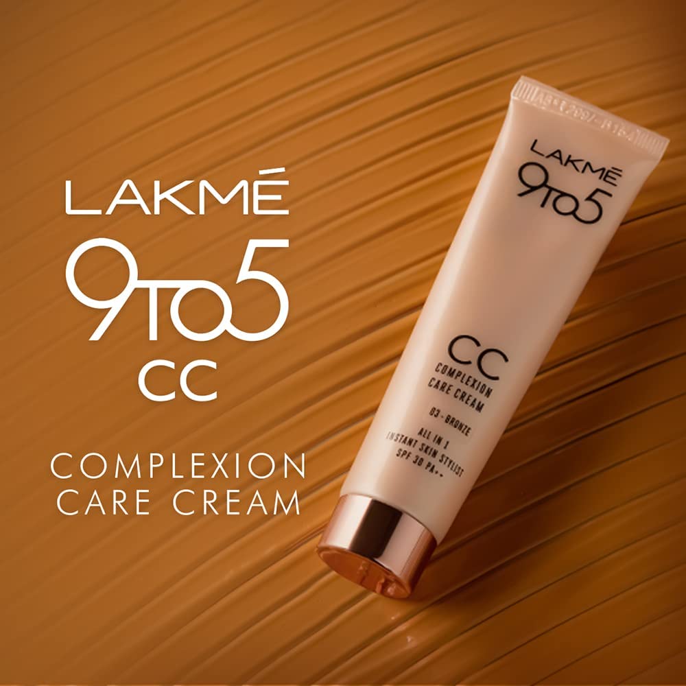 Lakme 9 to 5 CC Cream Honey ,Light Face Makeup with Natural Coverage, SPF 30 - Tinted Moisturizer to Brighten Skin, Conceal Dark Spots 30g