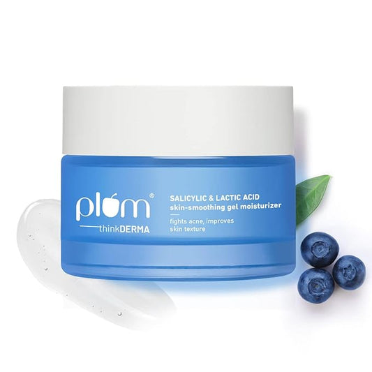 Plum thinkDERMA Salicylic & Lactic Acid Skin-smoothing Gel Moisturizer | Fights Acne | Improves Skin Texture | Hydrates & Smoothens Skin | Lightweight Gel-based | 100% Vegan | 50g