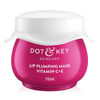 PACK OF 2 Dot & Key Lip Plumping Mask With Vitamin C + E For Naturally Glowing Lips, Fades Lip Pigmentation, Smoothes Flaky & Dry Lips, Lip Mask For Soft, Smooth & Plump Lips (Wild Berries & Pomegranate) 15ml