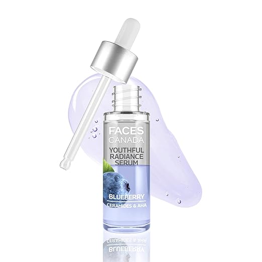 FACES CANADA Youthful Radiance Serum, 27 ml | Blueberry, AHA & Ceramides | Biphasic Face Serum | Anti-Ageing | Brightens, Hydrates, Moisturizes For Younger-Looking, Radiant Skin