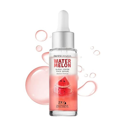 FACESCANADA Watermelon Glowy Fresh Face Serum, 27ml | Niacinamide & Alpha-Arbutin | Lightweight Refreshing Biphasic Serum For All Skin Types|No Dark Spots & Hyperpigmentation|Radiant Clear SkinVegan