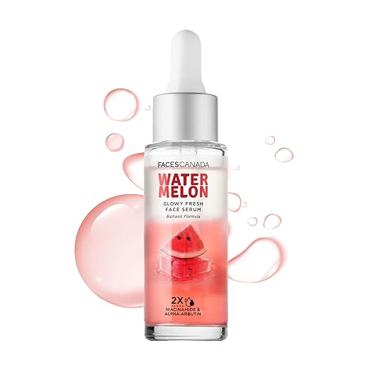 FACESCANADA Watermelon Glowy Fresh Face Serum, 27ml | Niacinamide & Alpha-Arbutin | Lightweight Refreshing Biphasic Serum For All Skin Types|No Dark Spots & Hyperpigmentation|Radiant Clear SkinVegan