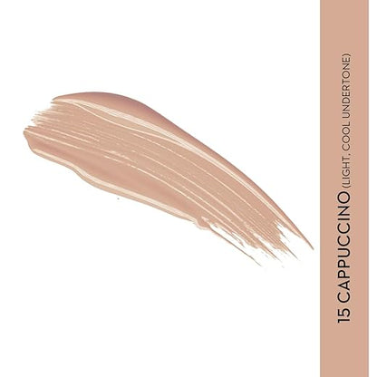 SUGAR Cosmetics Rage For Coverage Foundation - 15 Cappuccino | Light, Cool Undertone - 25 ml - Full Coverage, Ultra Creamy Longlasting Foundation Luminous Finish