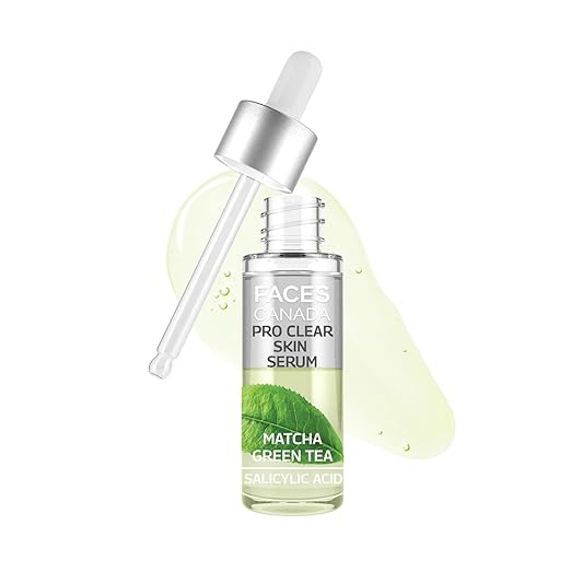 FACES CANADA Pro Clear Skin Serum, 27 ml | Matcha Green Tea & Salicylic Acid | Biphasic Face Serum | Nourishes & Soothes For Clear, Radiant & Acne-Free Skin | Helps Reduce Redness & Unclogs Pores