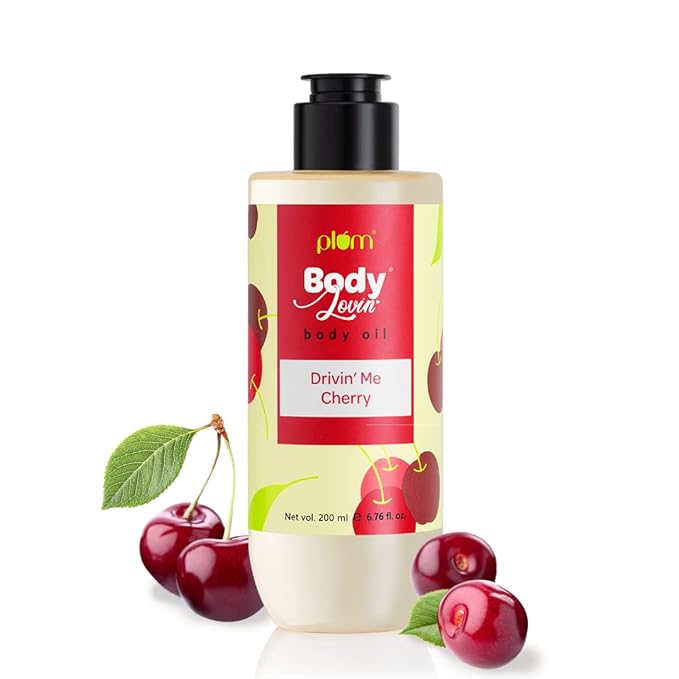 Plum BodyLovin' Drivin' Me Cherry Body Oil | Intense Moisture & Instant Glow | Long Lasting Cherry Fragrance | Non-Greasy & Lightweight | Soft & Nourished Skin | For Dry To Very Dry Skin (200 ml)