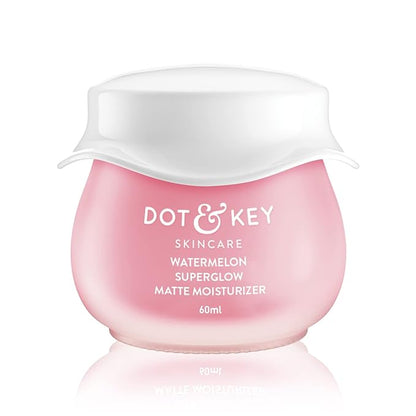 Dot & Key Watermelon Superglow Matte Oil Free Moisturizer for Face with Watermelon Extracts | Lightweight Gel, Controls Excess Oil, Hydrates & Plumps Skin, With Glycolic Acid & Hyaluronic Acid for Oily Skin | 60ml