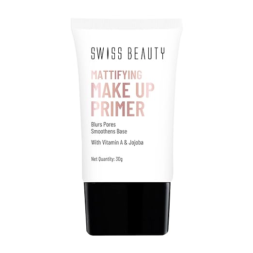 Swiss Beauty Mattifying Makeup Primer | Oil-Free Shine | Minimises Pores | Long-Lasting Base | All skin Types, 30gm