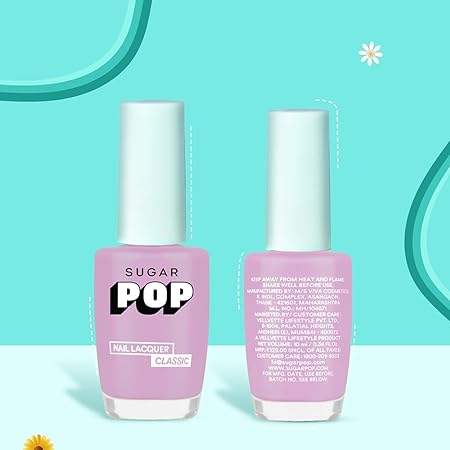 SUGAR POP Nail Lacquer – 33 Mauve Dream (Light Lilac) | Dries in 45 seconds |Chip-resistant | Glossy Finish | High Shine | Nail Polish for Women