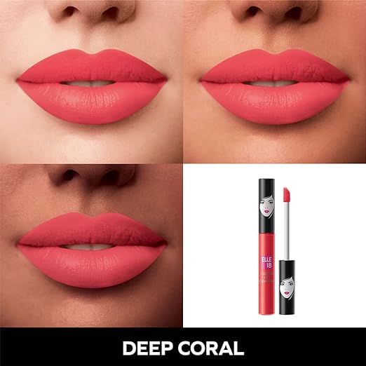 Elle18 Liquid Matte Lip Color||Deep Coral