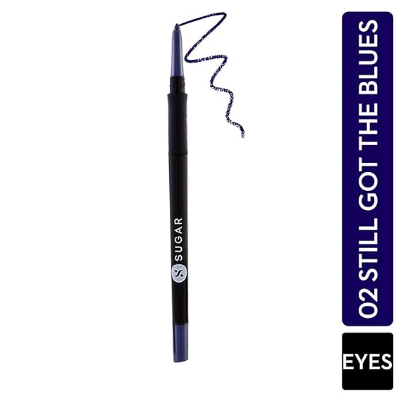 SUGAR Cosmetics - Twist And Shout - Fadeproof Kajal - 02 Still Got the Blues (Dark Blue Kajal) - Longlasting Formula, Lasts Up to 10 hours