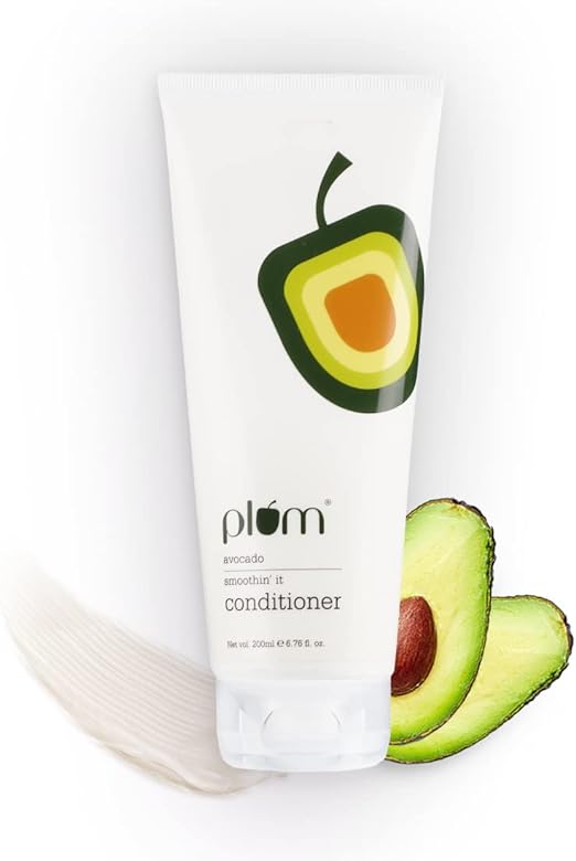 Plum Avocado Smoothin' It Conditioner For Frizz-Free & Smooth Hair, Contains Shea Butter & Almond Oil, Silicone-Free, White, Sunflower, 200 ml