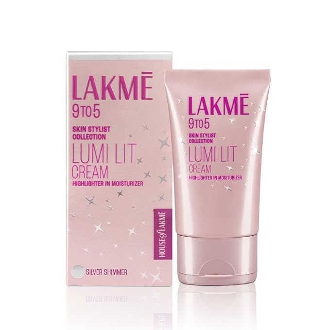 Lakme Lumi Lit Cream - Face Cream with Moisturizer + Highlighter, enriched with Niacinamide & Hyaluronic Acid - Silver, 30g