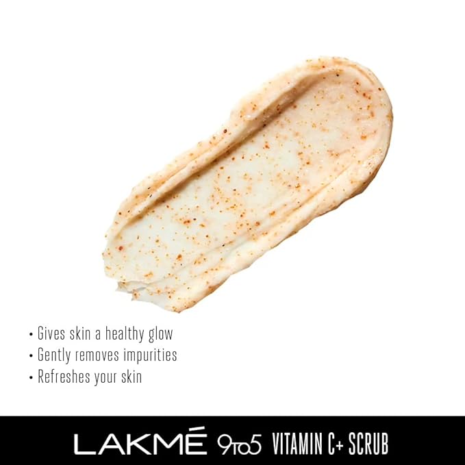 PACK OF 2 Lakme 9to5 Vitamin C+ Scrub| Gentle Exfoliator | Removes dirt & impurities | Contains Licorice Extract & Walnut Shell Powder | Healthy & Glowing Clear Skin |For Dry, Normal, Oily, Sensitive & Combination Skin| 50 g