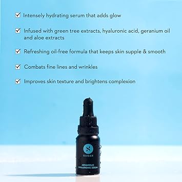 SUGAR Cosmetics - Aquaholic Hyaluronic Serum - Hydrating Serum Infused With Hydraulic Acid - For Firmer, Smoother and Plumper Looking Skin