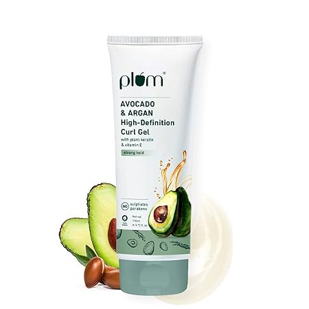 Plum Avocado & Argan High-Definition Curl Gel I Contains Avocado Oil, Argan Oil, Plant Kertain, D-Panthenol & Vitamin E I | Sulphate-Free I Paraben-Free I 100% Vegan