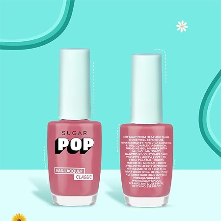 SUGAR POP Nail Lacquer – 35 Powder Pink (Soft Pink) | Dries in 45 seconds |Chip-resistant | Glossy Finish | High Shine | Nail Polish for Women