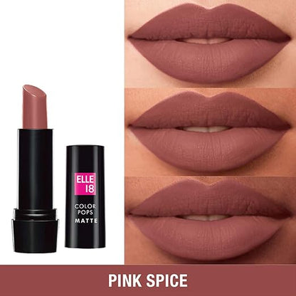 Elle18 Color Pops Matte Lipstick R38, Pink Spice, 4.3 g