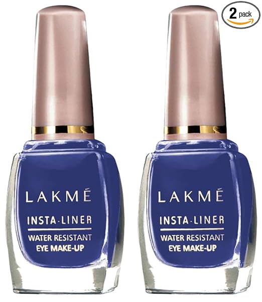 Lakme Insta Liquid Eye Liner, Blue, Long Lasting Waterproof Liner with Brush for Even Strokes - Smudge Proof Eye Makeup, Does Not Fade, 9 ml (Pack of 2)