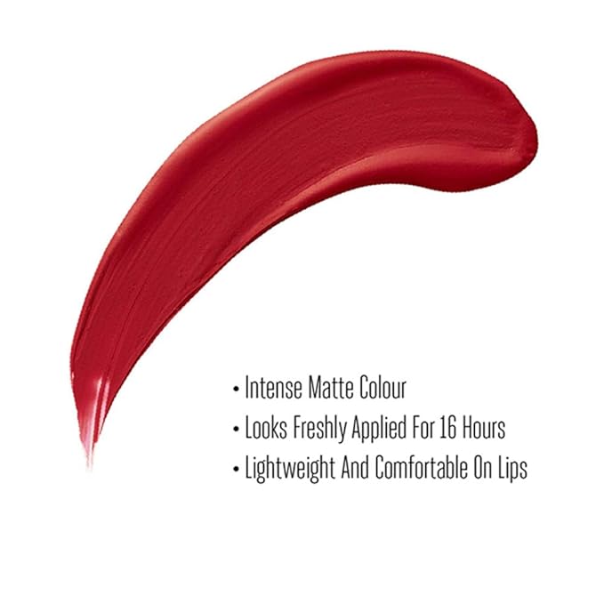 Lakme Forever Matte Liquid Lip Colour, Red Revival, 5.6 ml