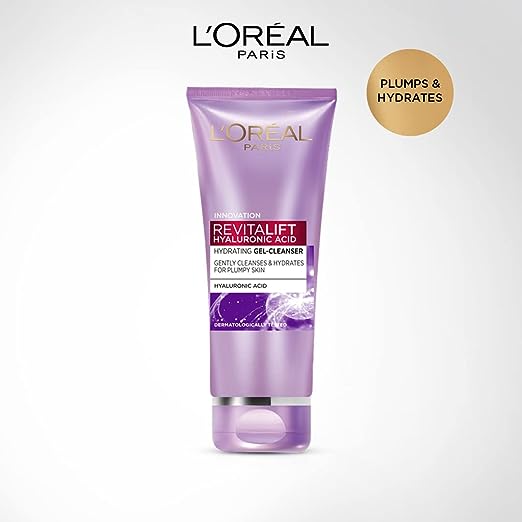 L'Oreal Paris Revitalift Gel Cleanser, Gentle Cleansing and Hydration, With Hyaluronic Acid, 100 ml