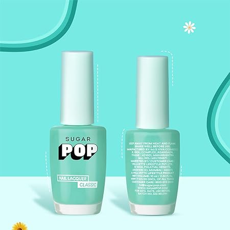 SUGAR POP Nail Lacquer – 32 Fresh Mint (Light Mint) | Dries in 45 seconds |Chip-resistant | Glossy Finish | High Shine | Nail Polish for Women