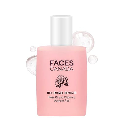 FACES CANADA Nail Enamel Remover - 90ml | Enriched With Rose Oil & Vitamin E | Soft & Hydrated Cuticles | Easy To Use | Gentle Nail Polish Remover | Acetone Free | Cruelty Free